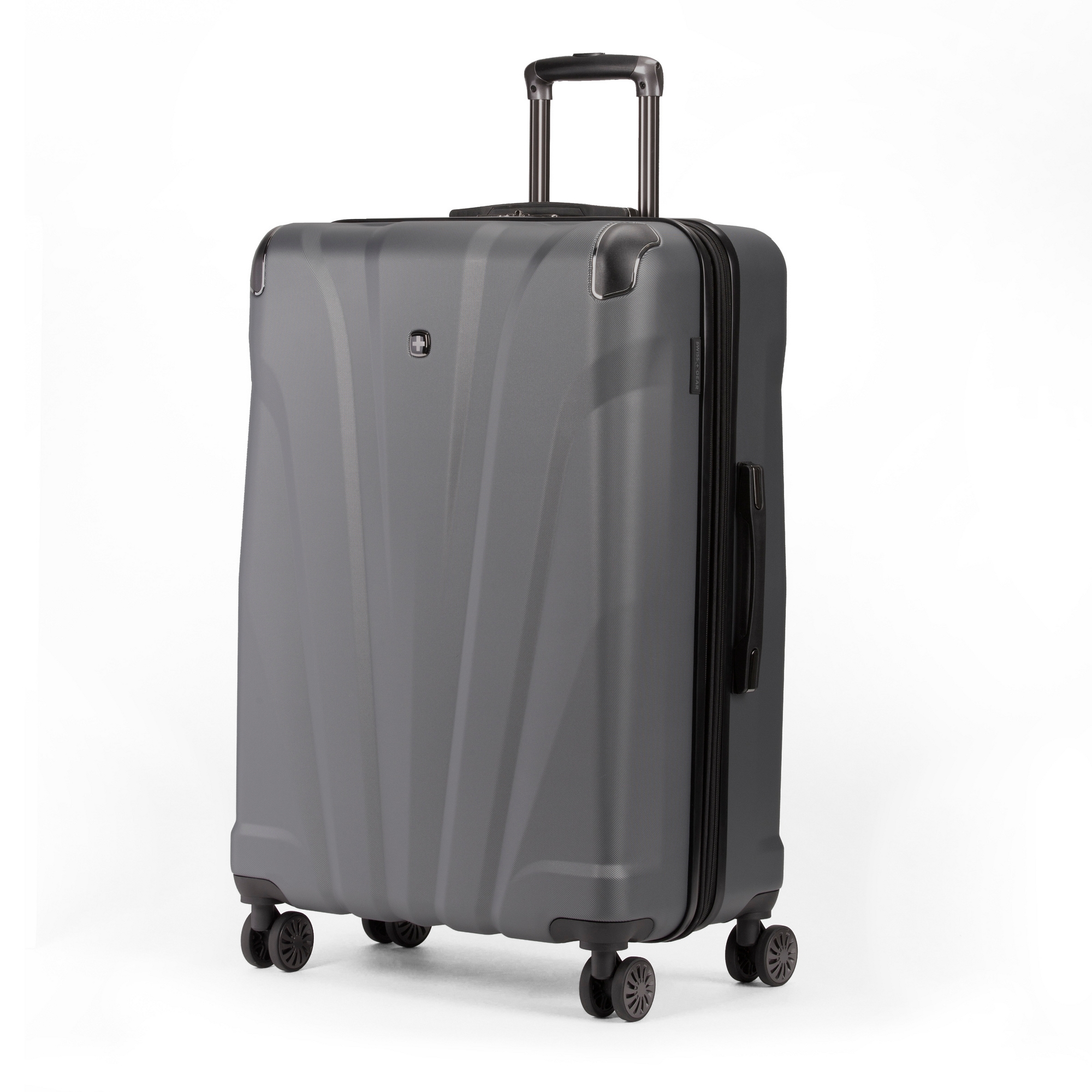SWISSGEAR Cascade Hardside Large Checked Suitcase - Dark Gray: Tear-Resistant ABS