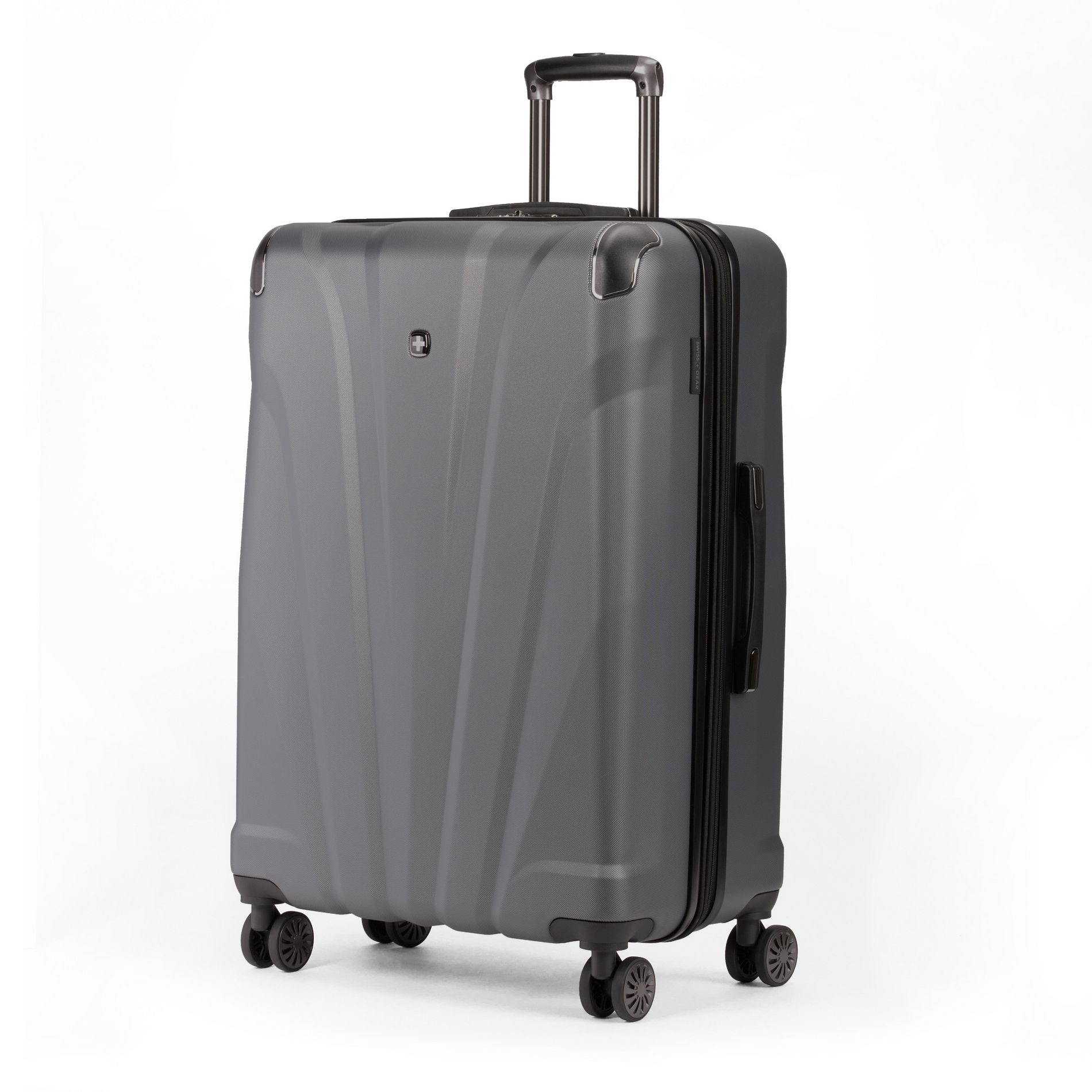 SWISSGEAR Cascade Hardside Large Checked Suitcase - Dark Gray: Tear-Resistant ABS