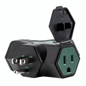 GE Heavy Duty 3-OL Grounded T-Tap with OL Covers Green: 15A, 3 Outlets, Lifetime Warranty, 3.5" Width, 0.15 lbs - 1 of 4