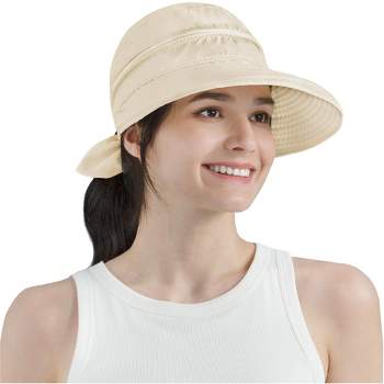 SUN CUBE Women Sun Hat for Outdoor UV Protection, Wide Brim Sun Hat Ponytail, Convertible Zip-Off Beach Hat Visor