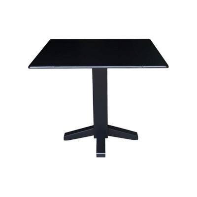 International Concepts Solid Wood 36" Square Dual Drop Leaf Dining Table, Black