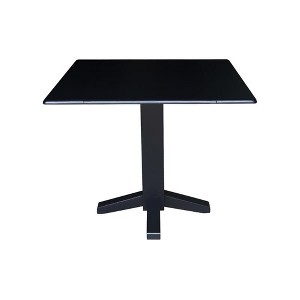International Concepts Solid Wood 36" Square Dual Drop Leaf Dining Table, Black - 1 of 4