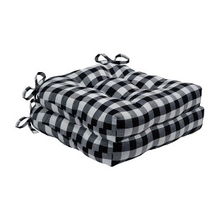 Kate Aurora Set of 2 Country Farmhouse Plaid Stain/Water Resistant Chair Cushions - 1 of 1