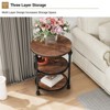 Round Side Table with Three Shelves Brown Elegant Coffee Table for Small Spaces High Load Capacity Easy to Assemble - 4 of 4