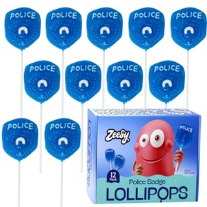 Zeesy Police Badge Lollipops – 12 Pack Blue Candy Suckers for Police Party Favors - 1 of 4