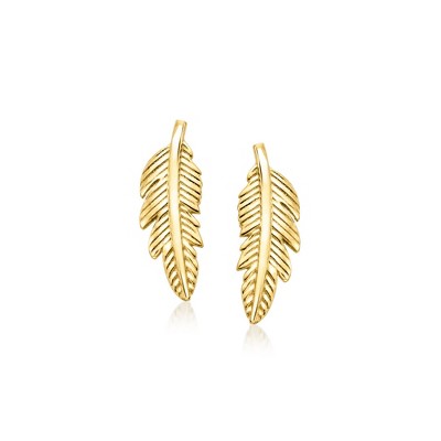 Ross-Simons 10kt Yellow Gold Petite Feather Stud Earrings