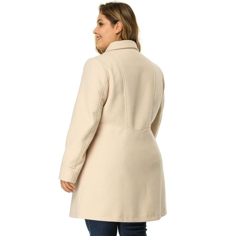 Agnes Orinda Women's Plus Size Winter Fashion Double Breasted Warm Lapel Pockets Overcoats, 6 of 8