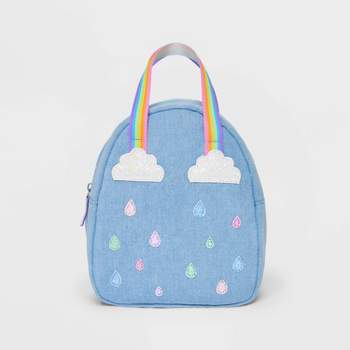 Toddler Girls' 8.5" Rainbow Mini Backpack - Cat & Jack™ Blue Denim