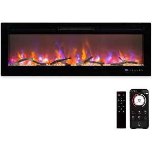 GustoWave 50 Inch Built-in Electric Fireplace with WiFi ＆ Remote Control,12 Realistic Flame Flickering Colors,750/1500W Wall Fireplace Heater - 1 of 4