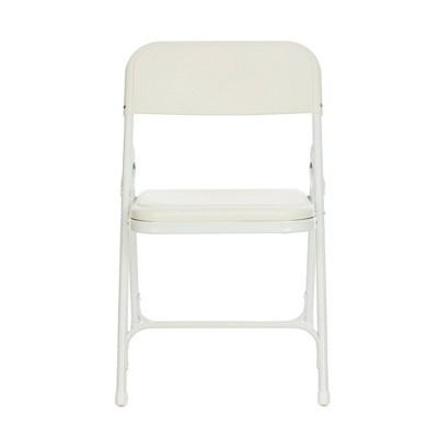 Set of 4 White Plastic and Steel Folding Chairs