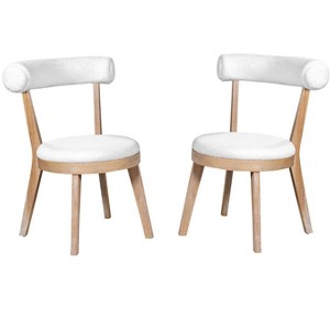Dexmalle Set of 2 Modern Rubberwood Dining Chairs,Natural + Beige - 1 of 4