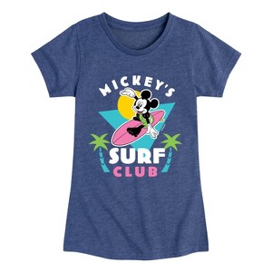 Girls' - Disney - Mickey's Surf Club Fitted Short Sleeve Graphic T-Shirt - 1 of 4