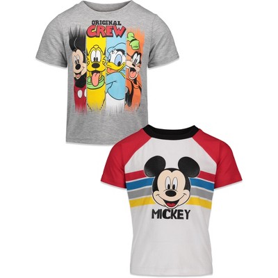 Disney Mickey Mouse Pluto Goofy Donald Duck Toddler Boys 2 Pack T-Shirt White / Grey 