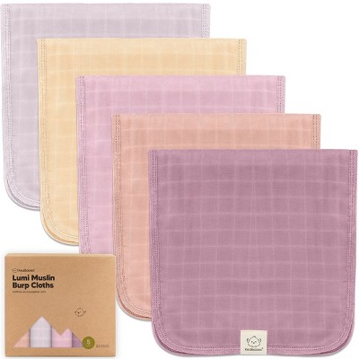Image of 5pk Lumi Muslin Burp Cloths for Baby Boys, Girls, Organic Baby Burp Cloths, Burping Cloths for Babies (Lavender)