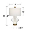 Possini Euro Design Blake Modern Mid Century Table Lamp 30 1/2" Tall Clear Glass Frosted Tube with Nightlight White Drum Shade for Bedroom Living Room - 4 of 4
