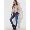 INSPIRE CHIC Women's Stand Collar Floral Prints Zip Up Lightweight Short Jacket - 3 of 4