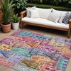 Red Gold And Teal Blue Village Houses Washable Indoor Outdoor Area Rug - 2 of 4