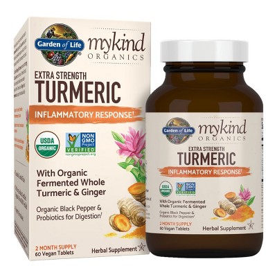 Garden of Life Herbal Supplements mykind Organics Extra Strength Turmeric Inflammatory Response Tablet 60ct