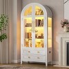 Vlsrka arched glass-door storage cabinet with LED lights,White - 2 of 4