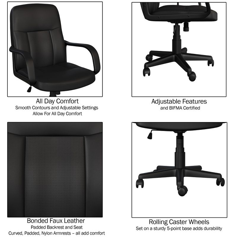 Lavish Home Office Chair - Adjustable Height Computer Chair with Wheels, 3 of 7