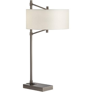 Pacific Coast Lighting Hugo 28" Tall Modern Industrial Table Lamp USB Port Brown Gunmetal Finish Metal Single White Shade Living Room Charging Bedroom - 1 of 4