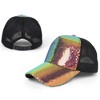 Alilang Glitter Mesh Trucker Hat with Ponytail Slot and Adjustable Strap - 4 of 4