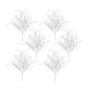 Holiday Glitter Twig Stems 24"H – White, Set of 6 by Melrose - 1 of 3