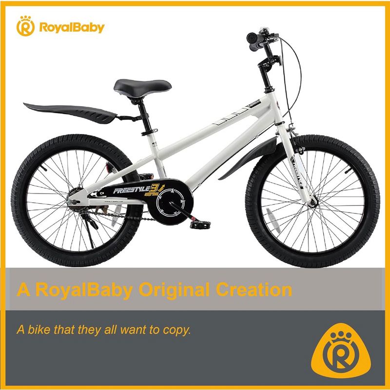 RoyalBaby Freestyle Children Kids Bicycle w/Handbrake, Coasterbrake, Training Wheels, and Water Bottle, for Boys and Girls Ages 3 to 4, 5 of 7