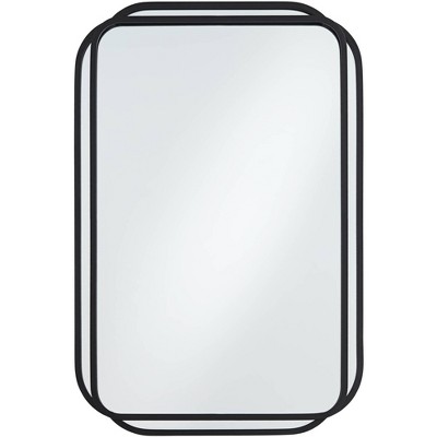 Uttermost Double Radius Matte Black 24" x 36 1/4" Wall Mirror