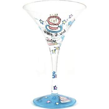 BigKitchen Hand Painted Make A Wish 5 Ounce Martini Glass, Set of 2