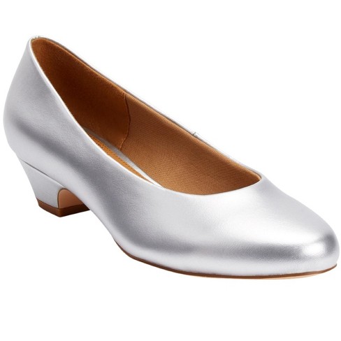 Comfortview Wide Width Vida Pump Low Heel Women's Dress Shoes - 8 1/2 Ww,  Silver : Target