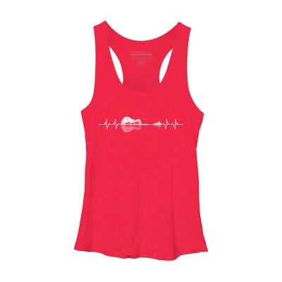 Women's Design By Humans Nature Guitar Heart Beat By Maryedenoa Racerback Tank Top