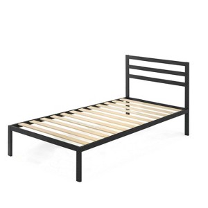 14" Modernista Classic Metal Platform Bed with Headboard Black - Mellow - 1 of 3