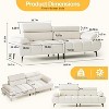 3-Seater Sofa Bed, Faux Leather Futon Sleeper Couches, Adjustable Backrests and Armrest Headrests with Split Two Separate Sectional Sofas - 2 of 4