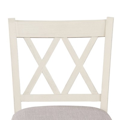 24" Cream Wood Swivel Counter Stool with Gray Cushion