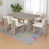 7-Piece Retro Dining Table Set with 6 Upholstered Chairs, MDF & Ash Veneer Table, Farmhouse Dining Set for Kitchen & Dining Room - 3 of 4