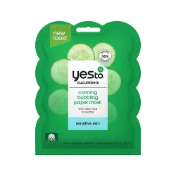 Yes To Cucumbers Calming Bubbling Paper Single Use Face Mask - 0.67 fl oz