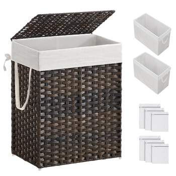 SONGMICS Laundry Hamper with Lid Clothes Hamper with 2 Removable Liner Bags & 6 Mesh Bags