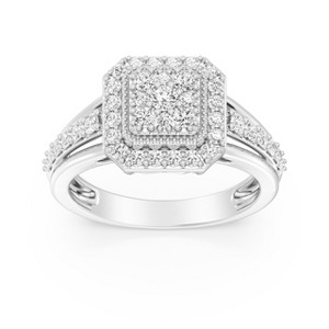 GILDED 3/4 CTTW Lab Grown Diamond Fashion Square Ring in Sterling Silver, Size 7 - 1 of 4