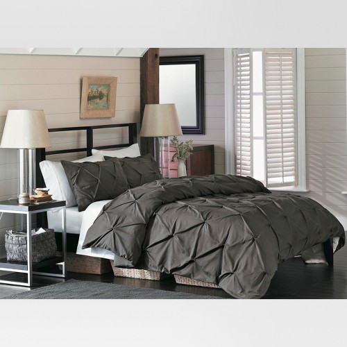 Gray Pinched Pleat Duvet Cover Set (Full/Queen) 3 Piece - Threshold