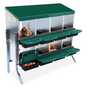 Chicken Nesting Box, 8 Hole Chicken Laying Box with Chicken Perch, Heavy Duty Metal Roll Away Nest Box for Chicken Coop Hens - 1 of 4