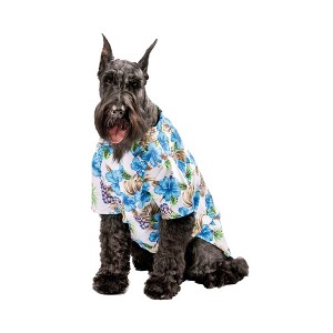 Midlee Blue Hibiscus Hawaiian Dog Shirt - 1 of 4