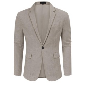Coolmee Mens Blazers Wrinkle Linen Coat Business Casual One Button Slim Fit Travel Blazer Lightweight Suit Jacket - 1 of 3