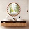 36 in. Natural Wood Color Wavy Round Solid Wood Frame Wall Mirror for Bathroom Vanity, Wooden Farmhouse Decorative Mirror for Home - 2 of 4