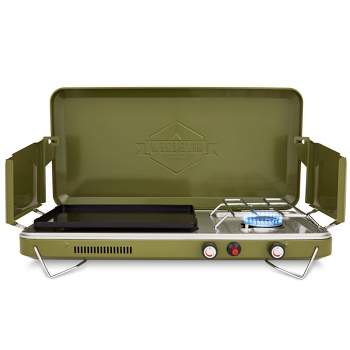 Hike Crew 2-in-1 Portable Gas Camping Stove/Grill with Griddle - Green