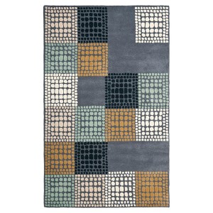 Gray/Multi Abstract Hooked Area Rug - (4