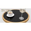 3-Piece Iron PE Rattan Patio Outdoor Dining Set with Round Glass Top Table, Polyester Fabric Cushions, Sponge Padding, Rattan Chair and Table - 3 of 4