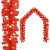 vidaXL Christmas Garland with LED Lights - Red PVC Festive Holiday Decoration - 33ft Garland - Versatile Use - Energy Efficient - 2 of 4