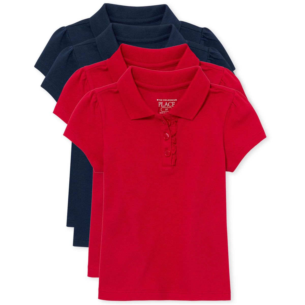 The Children's Place Toddler Girls Short Sleeve Uniform Ruffle Pique Polo 4-Pack - thumbnail 6