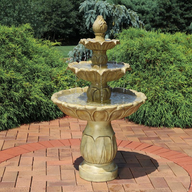 Sunnydaze 46"H Electric Polystone 3-Tier Classic Tulip Outdoor Water Fountain, 4 of 15